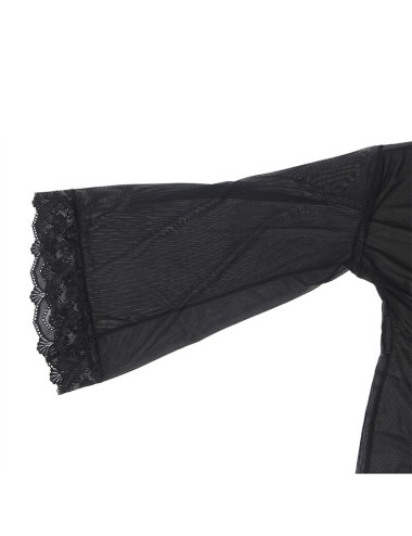 SUBBLIME - TRANSPARENTER STOFFMANTEL MIT SPITZENDETAIL SCHWARZ L/XL