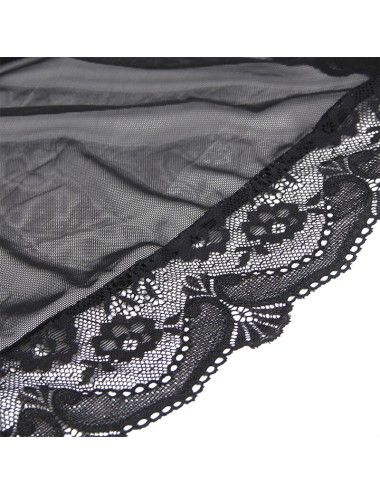 SUBBLIME - TRANSPARENTER STOFFMANTEL MIT SPITZENDETAIL SCHWARZ L/XL