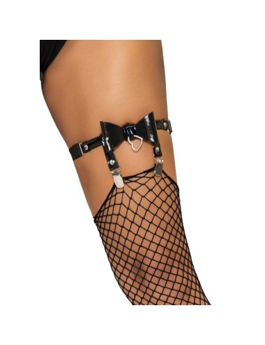 LEG AVENUE - HOHES GARTER AUS VEGANES LEDER, EINHEITSGRÖSSE - SCHWARZ