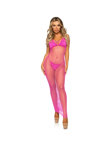 LEG AVENUE - LANGES NETZKLEID PINK EINE GRÖSSE