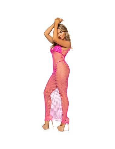 LEG AVENUE - LANGES NETZKLEID PINK EINE GRÖSSE