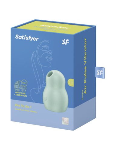 SATISFYER - PRO TO GO 1 DOPPELTER LUFTPULSSTIMULATOR & VIBRATOR GRÜN