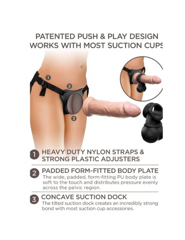 KING COCK - ELITE DELUXE VERSTELLBARES HARNESS-KIT RING MIT HODEN & DILDO 20.3 CM