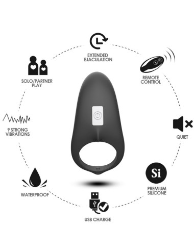 ARMONY - SHARK VIBRATORRING FÜR PAARE FERNBEDIENUNG SCHWARZ