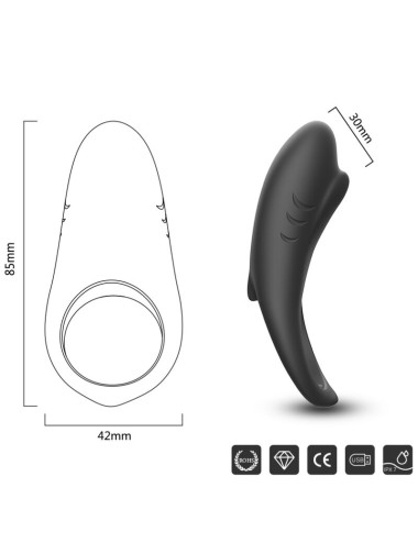 ARMONY - SHARK VIBRATORRING FÜR PAARE FERNBEDIENUNG SCHWARZ