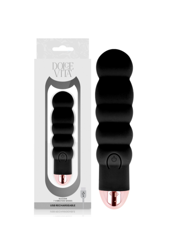 DOLCE VITA - AUFLADBARER VIBRATOR SECHS SCHWARZ 7 GESCHWINDIGKEITEN