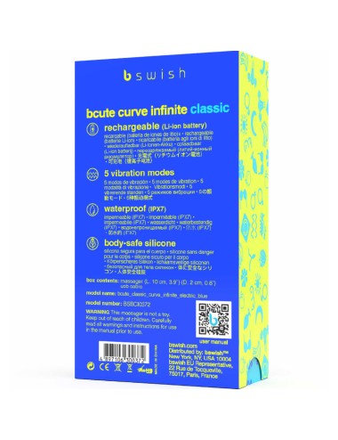 B SWISH - BCUTE CURVE INFINITE KLASSISCHER WIEDERAUFLADBARER VIBRATOR AUS BLAUEM SILIKON