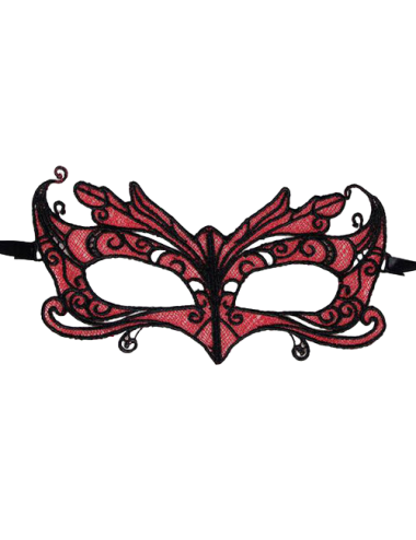 QUEEN LINGERIE - SPITZENMASKE MIT ROTEN DETAILS