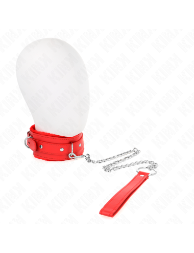 KINK - HALSBAND MIT LEINE 65 CM MIT EINSCHRÄNKUNGEN ROT 36-42 CM X 5