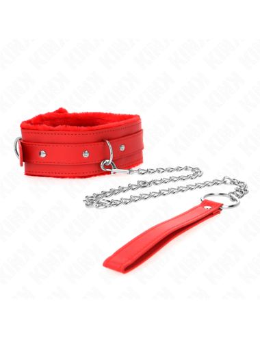 KINK - HALSBAND MIT LEINE 65 CM MIT EINSCHRÄNKUNGEN ROT 36-42 CM X 5