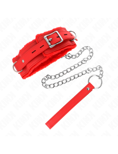 KINK - HALSBAND MIT LEINE 65 CM MIT EINSCHRÄNKUNGEN ROT 36-42 CM X 5
