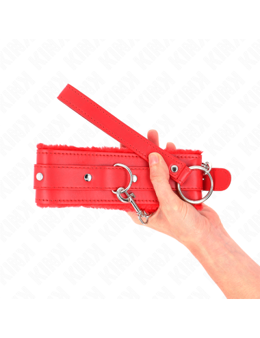 KINK - HALSBAND MIT LEINE 65 CM MIT EINSCHRÄNKUNGEN ROT 36-42 CM X 5,5 CM