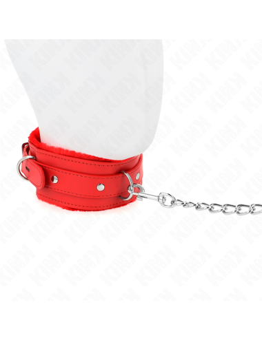 KINK - HALSBAND MIT LEINE 65 CM MIT EINSCHRÄNKUNGEN ROT 36-42 CM X 5,5 CM