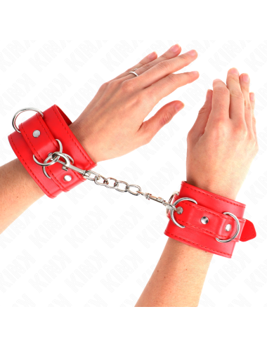 KINK - 3 D-RING HANDGELENKFESSELN VERSTELLBAR ROT 17,5-25 CM X 6 CM