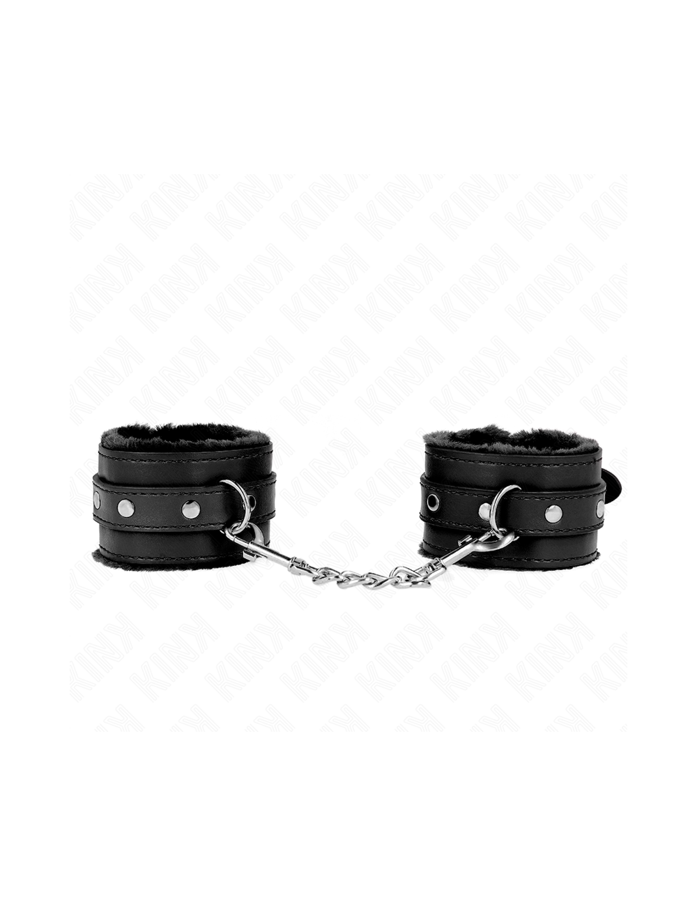 KINK - PREMIUM PELZGEFÜTTERTE HANDGELENKFESSELN SCHWARZ MIT SCHWARZEM GÜRTEL VERSTELLBAR 17-29 CM X 6 CM