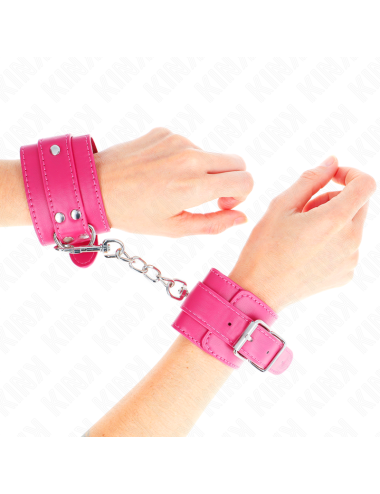 KINK - HANDGELENKFESSELN RASPBERRY ROSE MIT RASPBERRY ROSE FUTTER VERSTELLBAR 20-28 CM X 5,5 CM