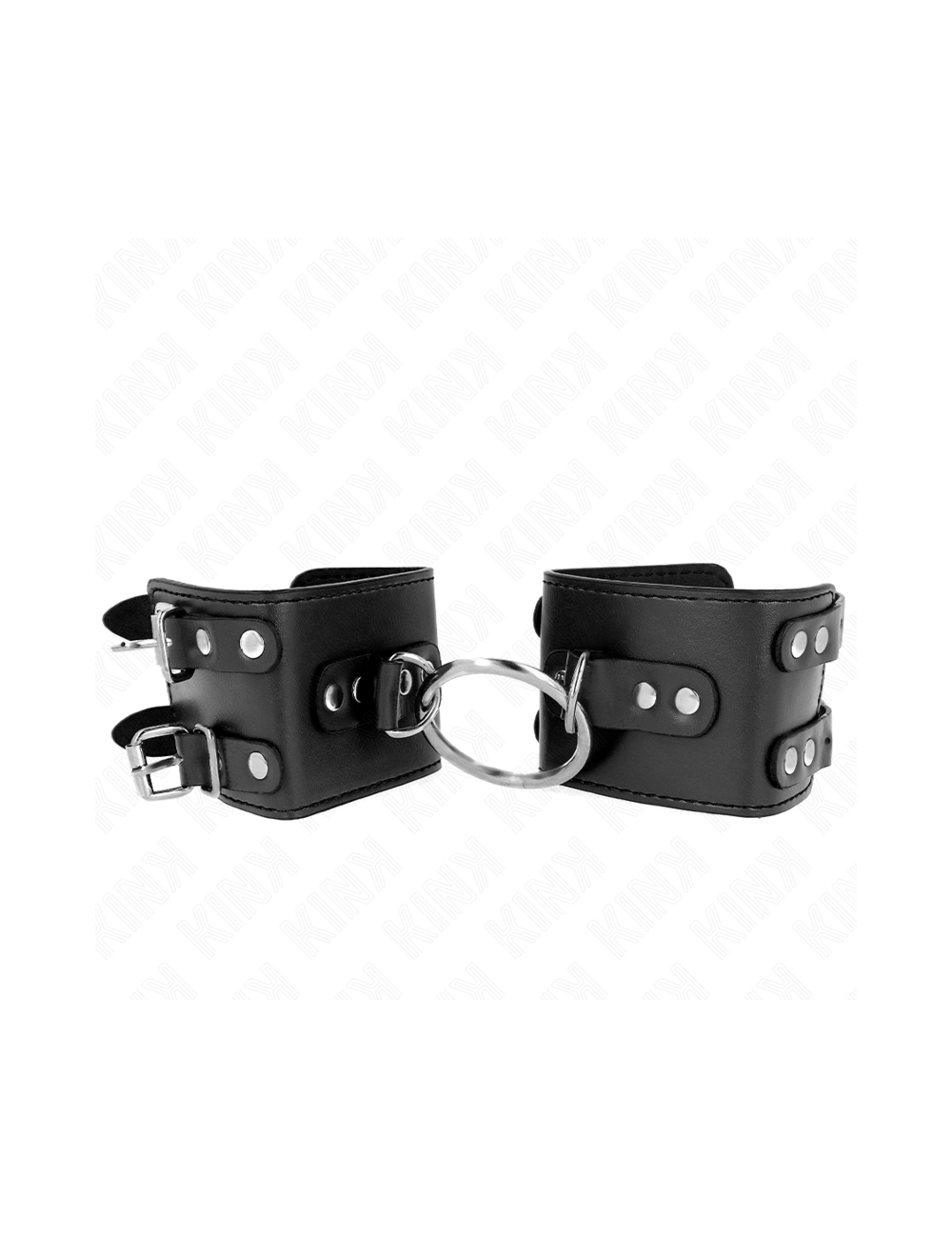 KINK - FESTE HANDGELENKFESSELN MIT RING UND NIETEN VERSTELLBAR SCHWARZ 17-22 CM X 6