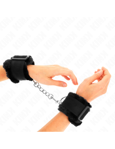 KINK - PELZGEFÜTTERTE HANDGELENKFESSELN SCHWARZ VERSTELLBAR 17-31 CM X 7 CM