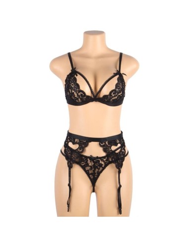 SUBBLIME - SET DREITEILIGES SET BH+ STRUMPFGÜRTEL + STRING S/M