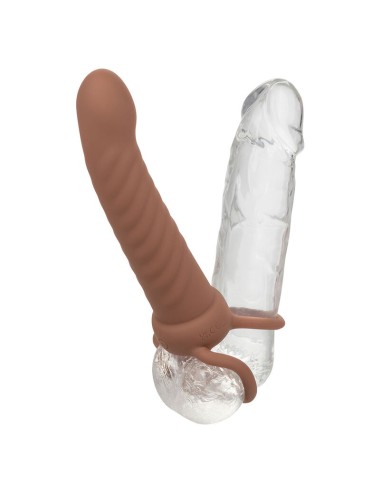 CALEXOTICS - MAXX RIBBED DOUBLE PÉNÉTRATEUR 10 VIBRATIONS MARRON