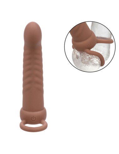 CALEXOTICS - MAXX RIBBED DOUBLE PÉNÉTRATEUR 10 VIBRATIONS MARRON