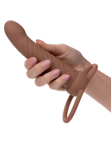 CALEXOTICS - MAXX RIBBED DOUBLE PÉNÉTRATEUR 10 VIBRATIONS MARRON