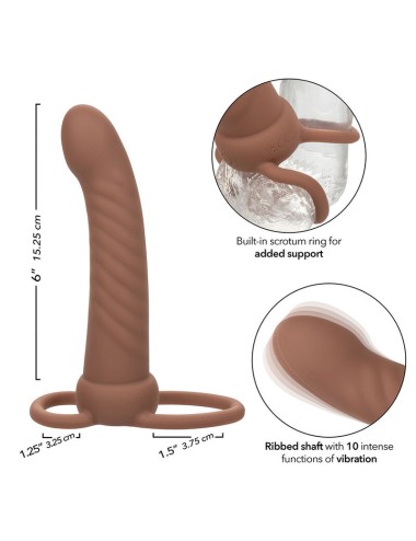 CALEXOTICS - MAXX RIBBED DOUBLE PÉNÉTRATEUR 10 VIBRATIONS MARRON