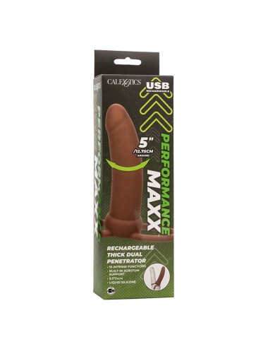 CALEXOTICS - MAXX THICK DOUBLE PÉNÉTRATEUR 10 VIBRATIONS MARRON