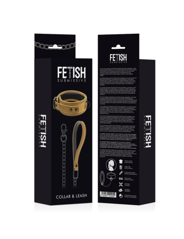 FETISH SUBMISSIVE ORIGEN - COLLIER DOUBLÉ EN NÉOPRÈNE AVEC CHAÎNE