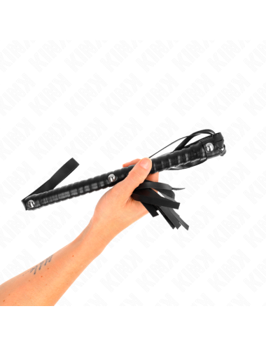 KINK - FOUET AVEC MANCHE TEXTURÉ NOIR 48,5 CM