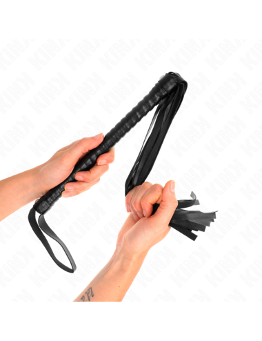 KINK - FOUET AVEC MANCHE TEXTURÉ NOIR 48,5 CM