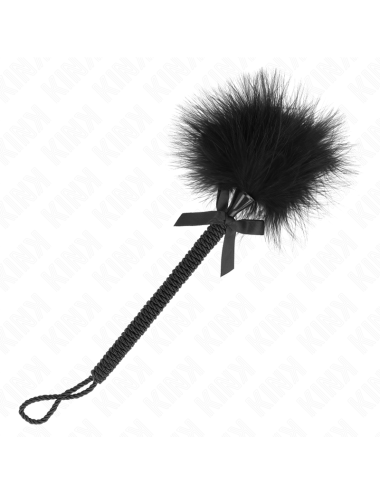 KINK - Baguette en corde de nylon avec plumes chatouillantes et noeud noir 25 cm