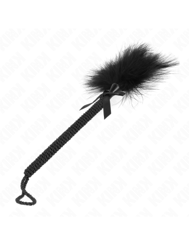KINK - Baguette en corde de nylon avec plumes chatouillantes et noeud noir 25 cm