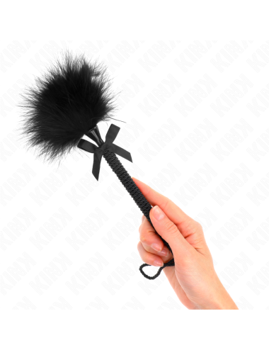 KINK - Baguette en corde de nylon avec plumes chatouillantes et noeud noir 25 cm