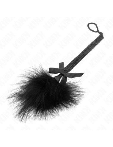 KINK - Baguette en corde de nylon avec plumes chatouillantes et noeud noir 25 cm