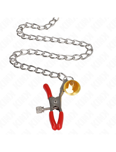 KINK - PINCES À TAMELON ET CLITO BELL TRIPLE ROUGE AVEC CHAINE 30 CM