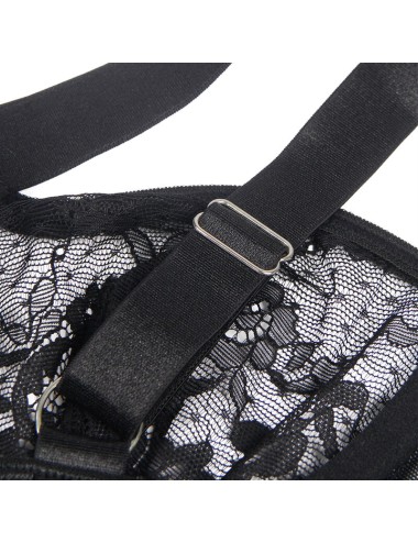 SUBBLIME - TEDDY AVEC JARRETIÈRE AVEC DÉTAIL DENTELLE ET BANDES NOIR L/XL