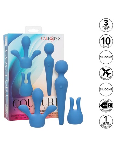 CALEXOTICS - COUTURE KIT VIBRATEUR WAND 10 VIBRATIONS BLEU