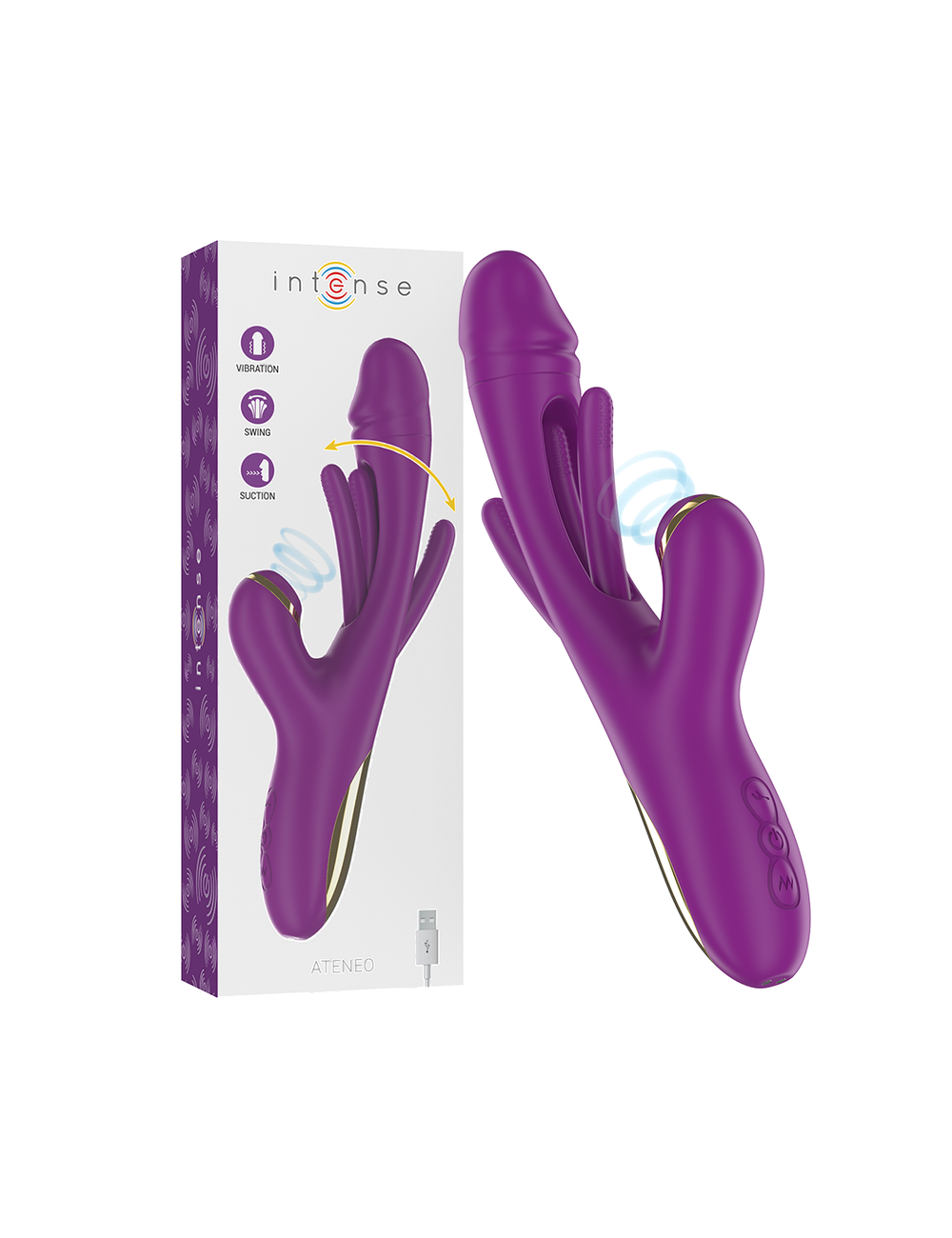INTENSE - ATENEO VIBRATEUR MULTIFONCTION RECHARGEABLE 7 VIBRATIONS AVEC LANGUE OSCILLANTE ET SUCER VIOLET