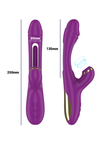 INTENSE - ATENEO VIBRATEUR MULTIFONCTION RECHARGEABLE 7 VIBRATIONS AVEC LANGUE OSCILLANTE ET SUCER VIOLET