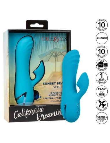 CALEXOTICS - SUNSET BEACH SEDUCER VIBRATEUR & STIMULATEUR 10 FONCTIONS BLEU