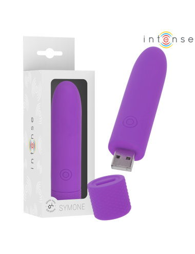 INTENSE - SYMONE USB WIEDERAUFLADBARER VIBRIERENDER BULLET 8 VIBRATIONEN LILA 10 X 2