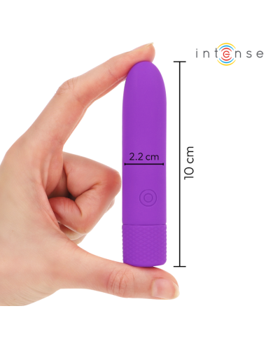 INTENSE - SYMONE USB WIEDERAUFLADBARER VIBRIERENDER BULLET 8 VIBRATIONEN LILA 10 X 2,2 CM