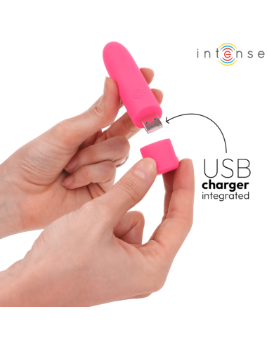 INTENSE - SYMONE USB WIEDERAUFLADBARER VIBRIERENDER BULLET 8 VIBRATIONEN ROSA 10 X 2,2 CM