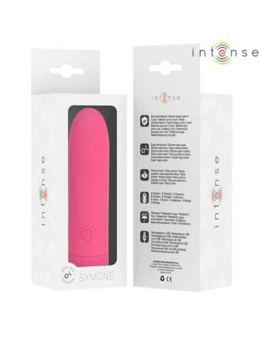 INTENSE - SYMONE USB WIEDERAUFLADBARER VIBRIERENDER BULLET 8 VIBRATIONEN ROSA 10 X 2,2 CM