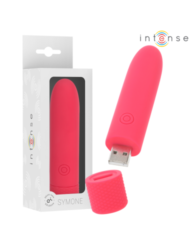 INTENSE - SYMONE USB WIEDERAUFLADBARER VIBRIERENDER BULLET 8 VIBRATIONEN ROT 10 X 2