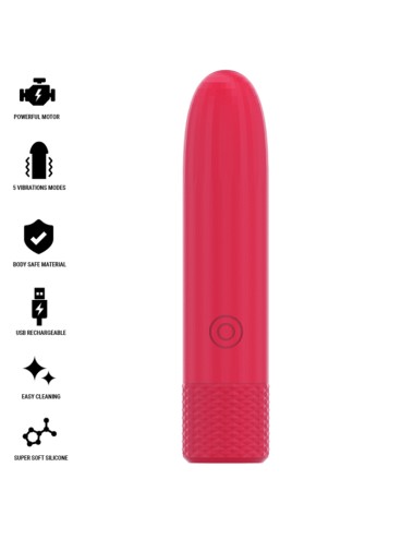 INTENSE - SYMONE USB WIEDERAUFLADBARER VIBRIERENDER BULLET 8 VIBRATIONEN ROT 10 X 2