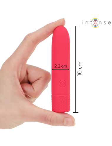 INTENSE - SYMONE USB WIEDERAUFLADBARER VIBRIERENDER BULLET 8 VIBRATIONEN ROT 10 X 2,2 CM