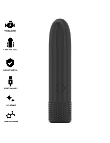 BLACK & SILVER - GERI USB WIEDERAUFLADBARER VIBRIERENDER BULLET 8 VIBRATIONEN SCHWARZ 10 X 2