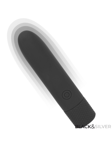BLACK & SILVER - GERI USB WIEDERAUFLADBARER VIBRIERENDER BULLET 8 VIBRATIONEN SCHWARZ 10 X 2,2 CM